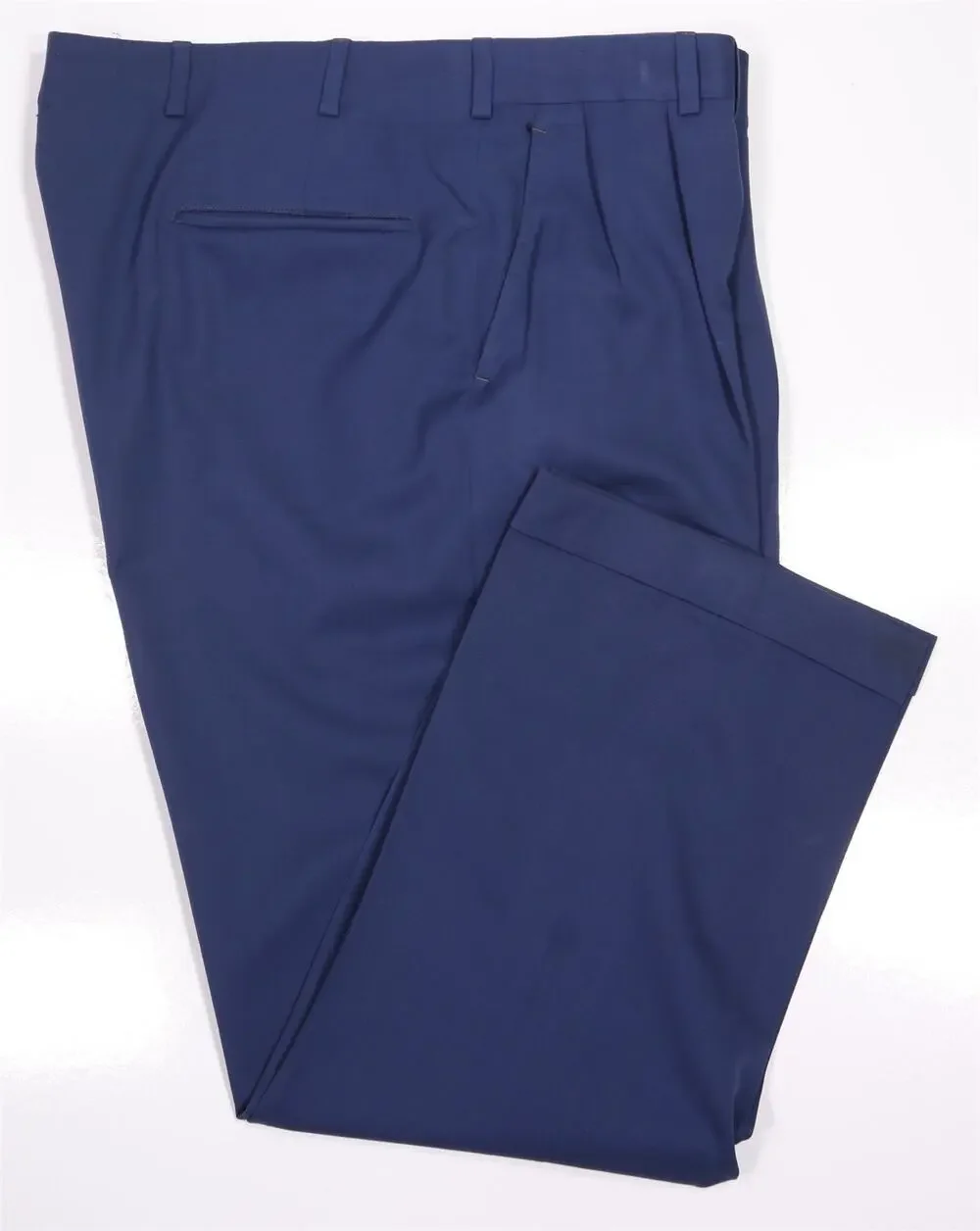 Oxxford Royal Blue Pleated Gabardine Wool Dress Pants Trousers 38x29